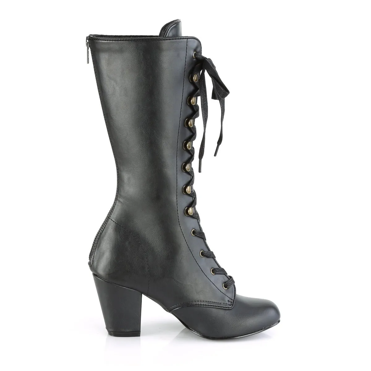 Demonia VIVIKA-205 | Black Vegan Leather Mid-Calf Boots