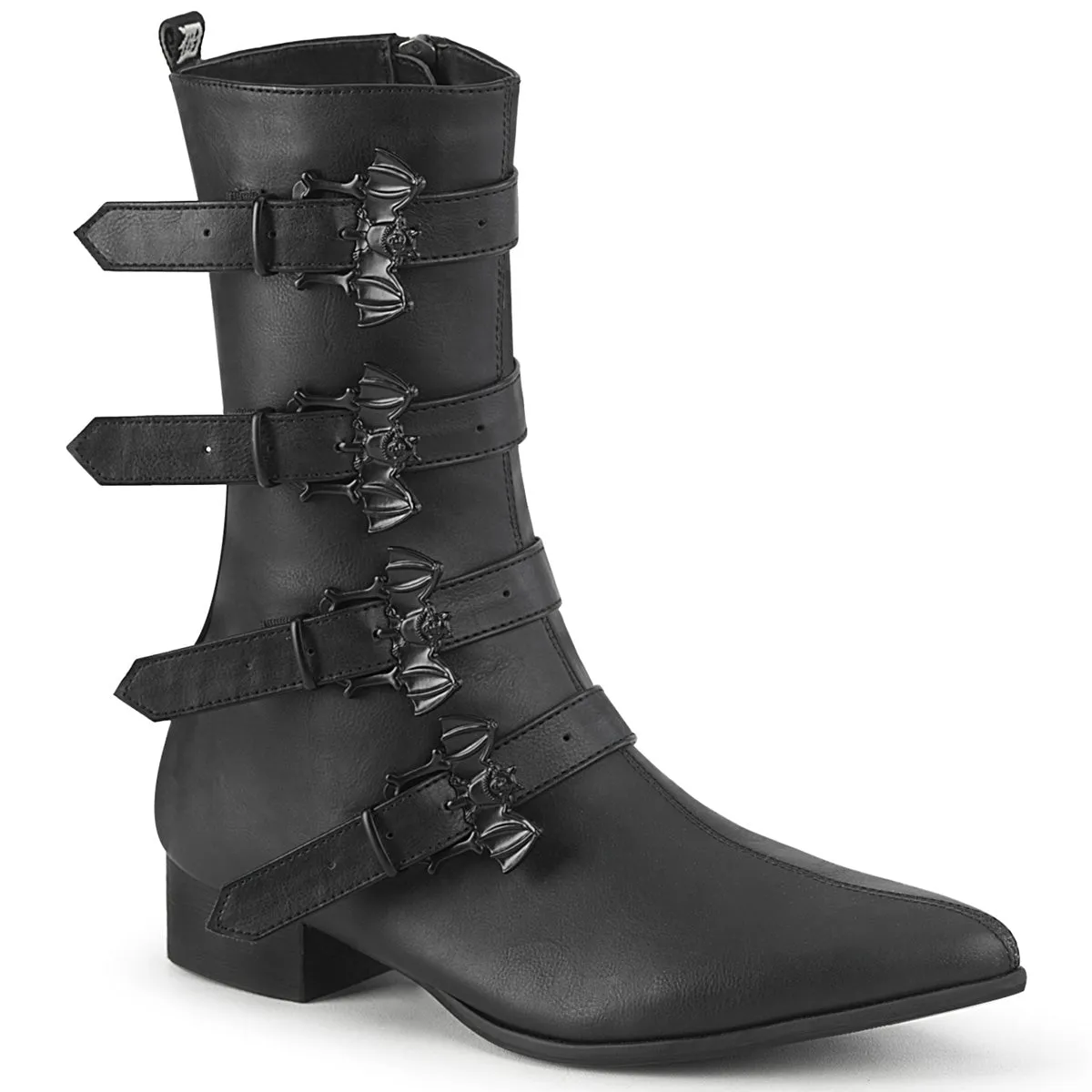 Demonia WARLOCK-110-B | Black Vegan Leather Unisex Boots