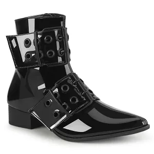 Demonia WARLOCK-55 | Black Patent Leather Unisex Boots