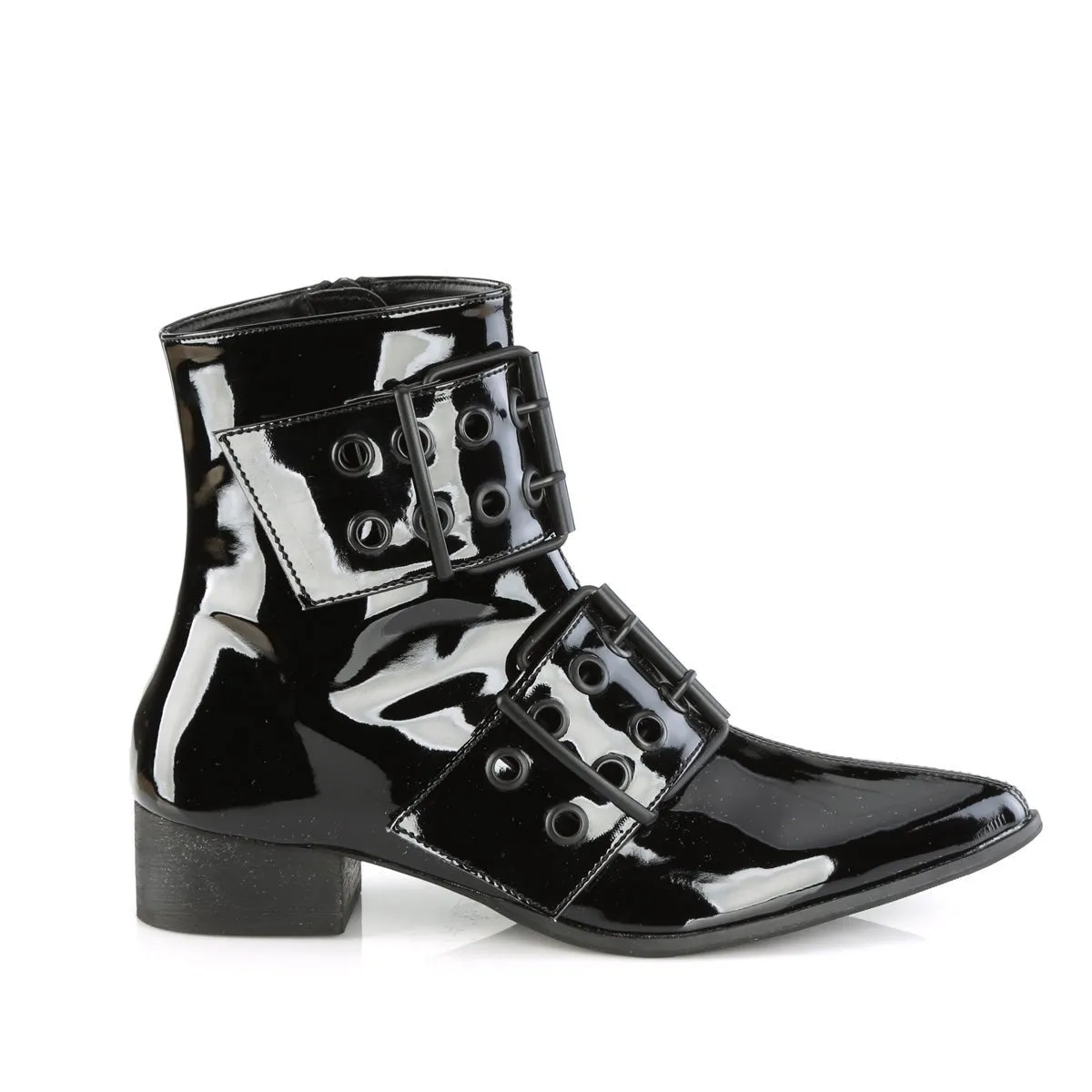 Demonia WARLOCK-55 | Black Patent Leather Unisex Boots