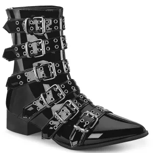 Demonia WARLOCK-70 | Black Patent Leather Unisex Boots