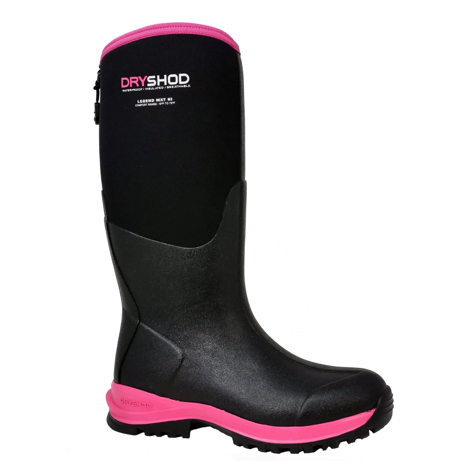 Dryshod Womens Legend MXT Hi Black/Pink Rubber Adventure Work Boots