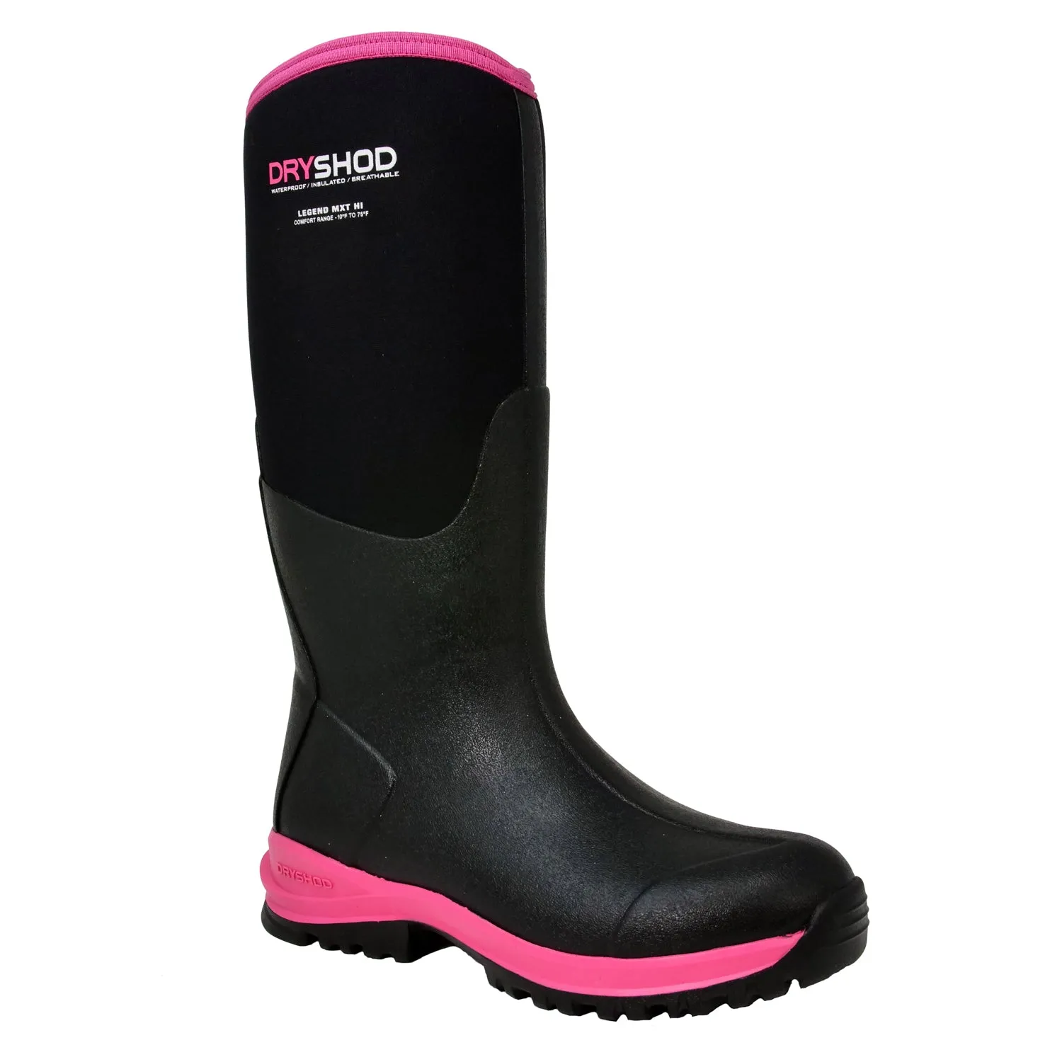 Dryshod Womens Legend MXT Hi Black/Pink Rubber Adventure Work Boots