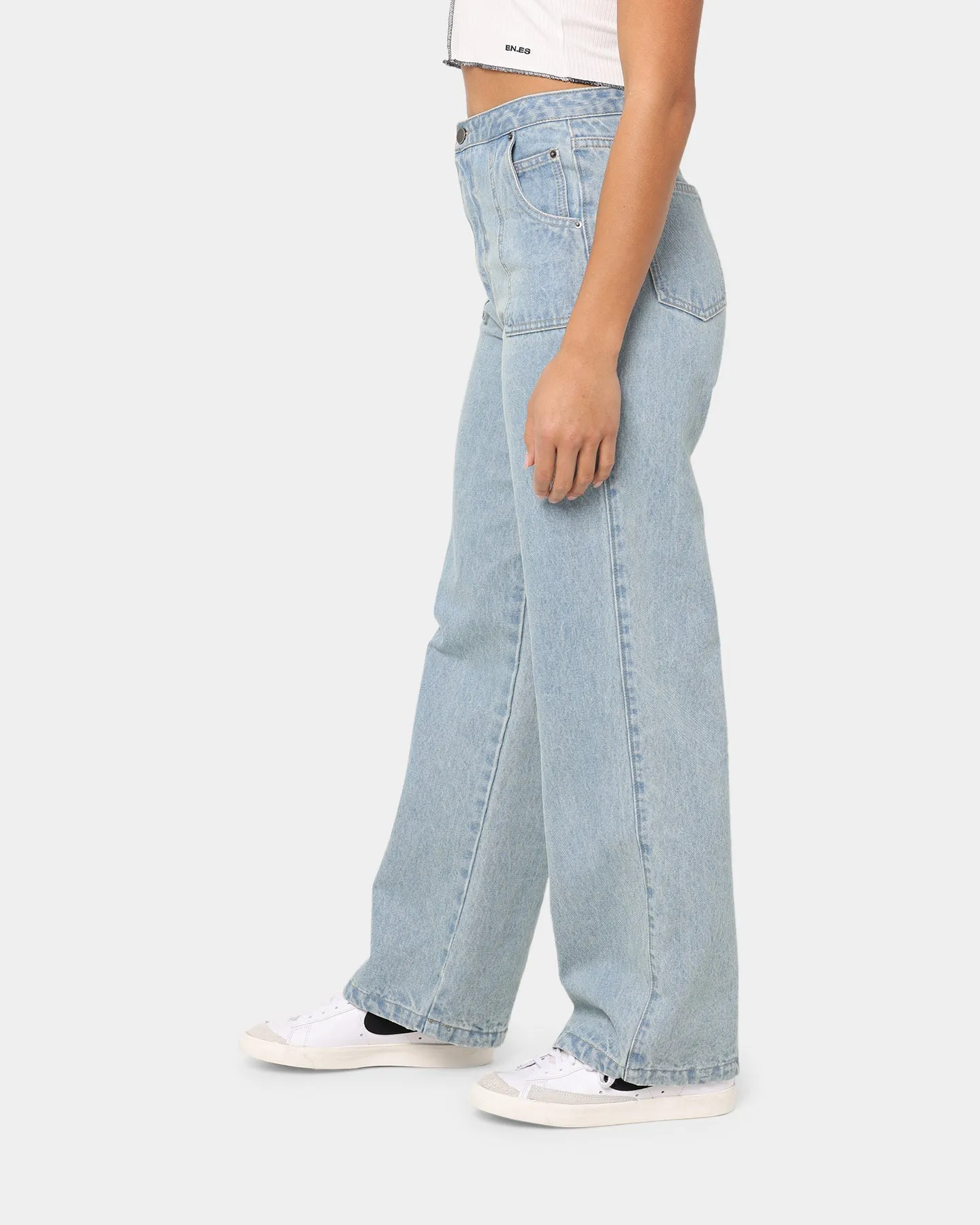 EN ES High Wide Leg Jean Light Blue Denim