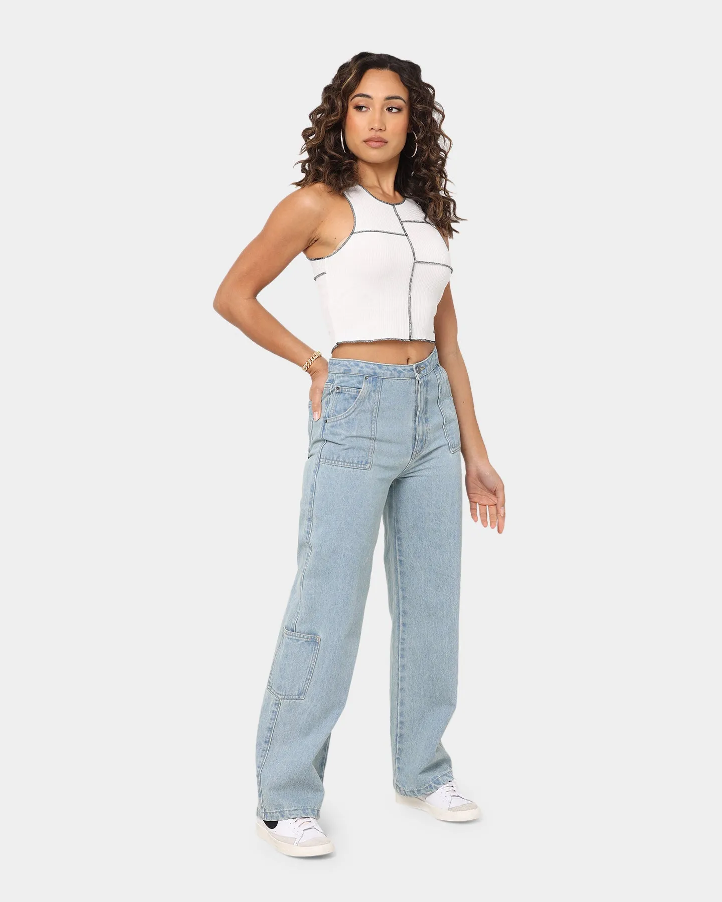 EN ES High Wide Leg Jean Light Blue Denim