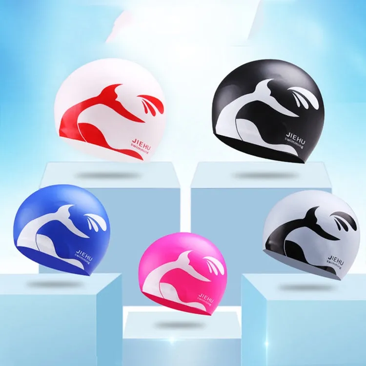 Enlarged Version Dolphin Pattern Silicone Swimming Cap for Male and Female(Silver)