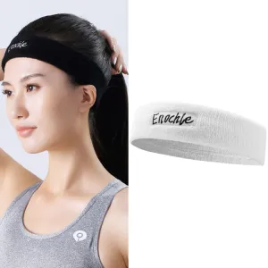 Enochle Sports Sweat-Absorbent Headband Combed Cotton Knitted Sweatband(White)