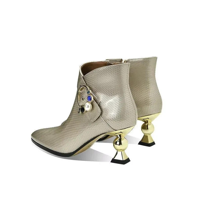 Exotic Leather Winter Ankle Boots