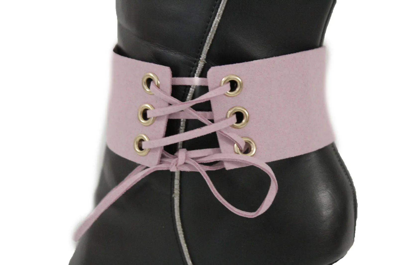 Fabric Corset Style Lace Up Boot Chain