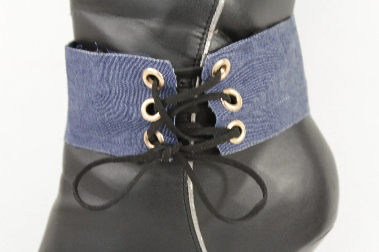 Fabric Corset Style Lace Up Boot Chain