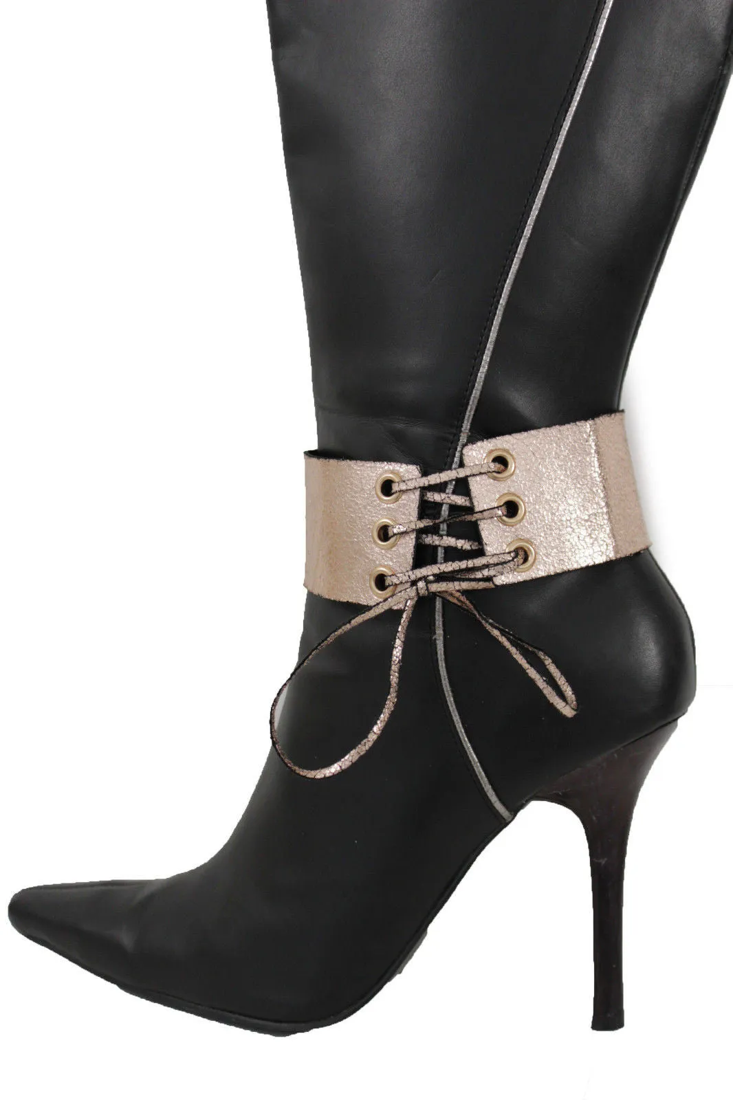 Fabric Corset Style Lace Up Boot Chain