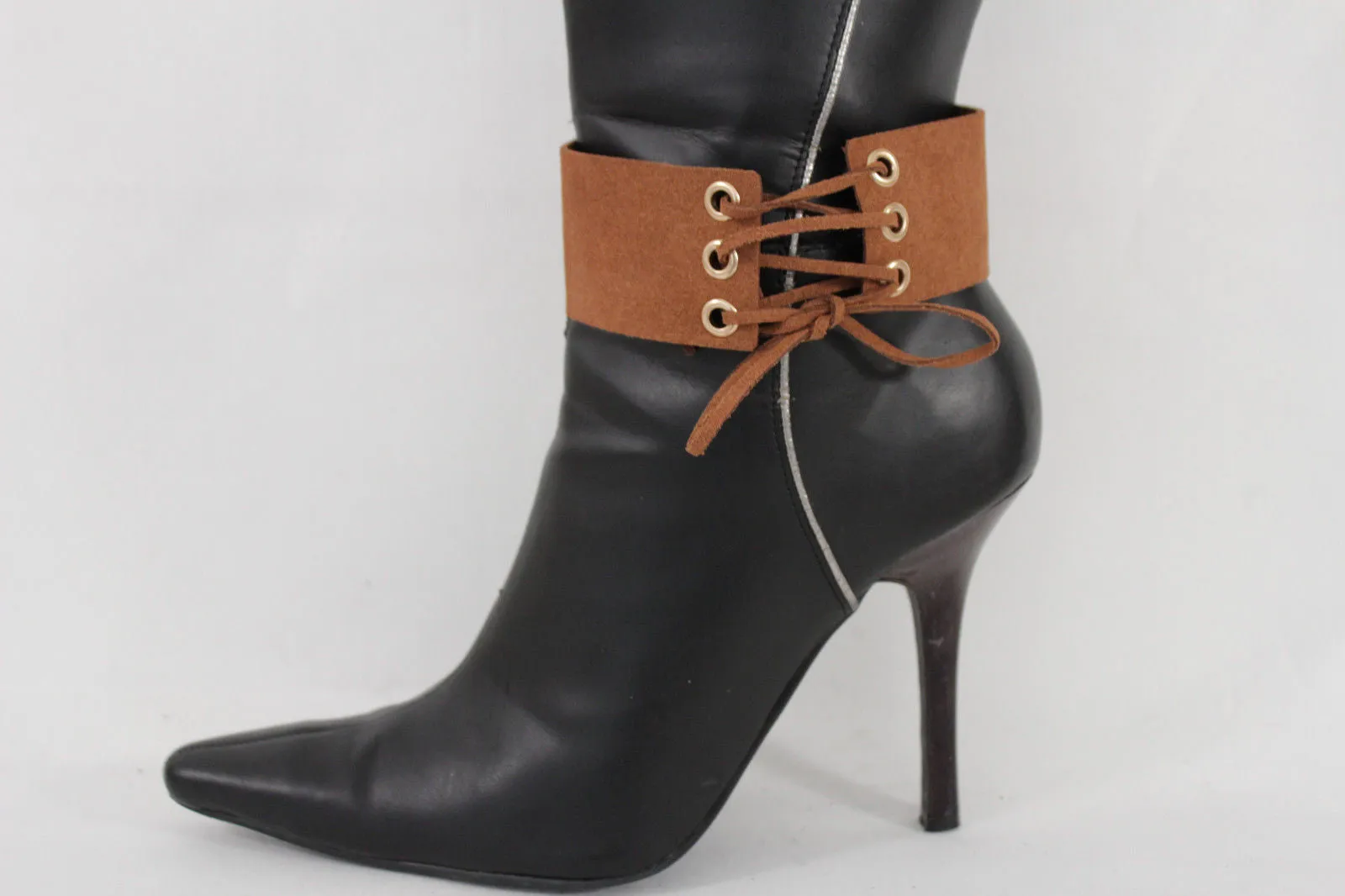 Fabric Corset Style Lace Up Boot Chain