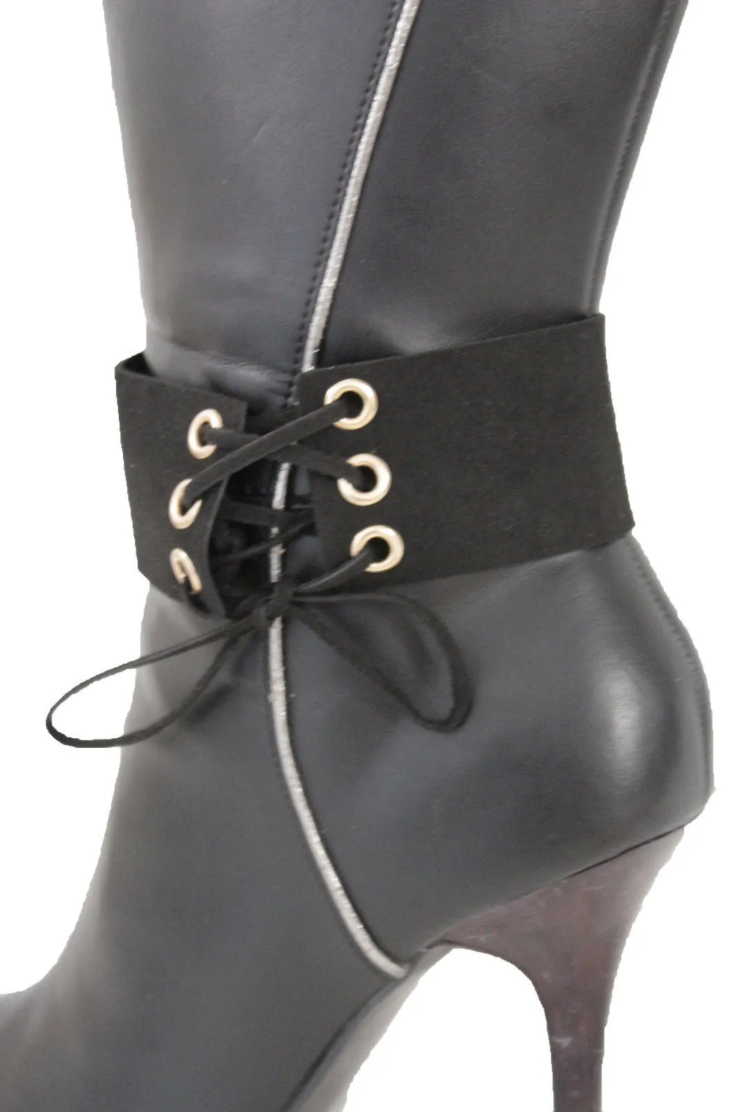 Fabric Corset Style Lace Up Boot Chain