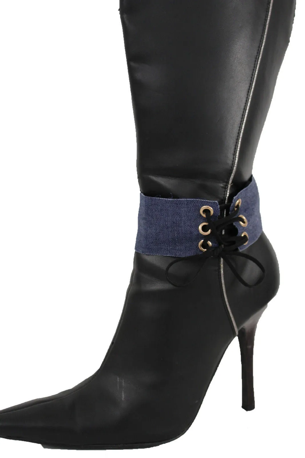 Fabric Corset Style Lace Up Boot Chain