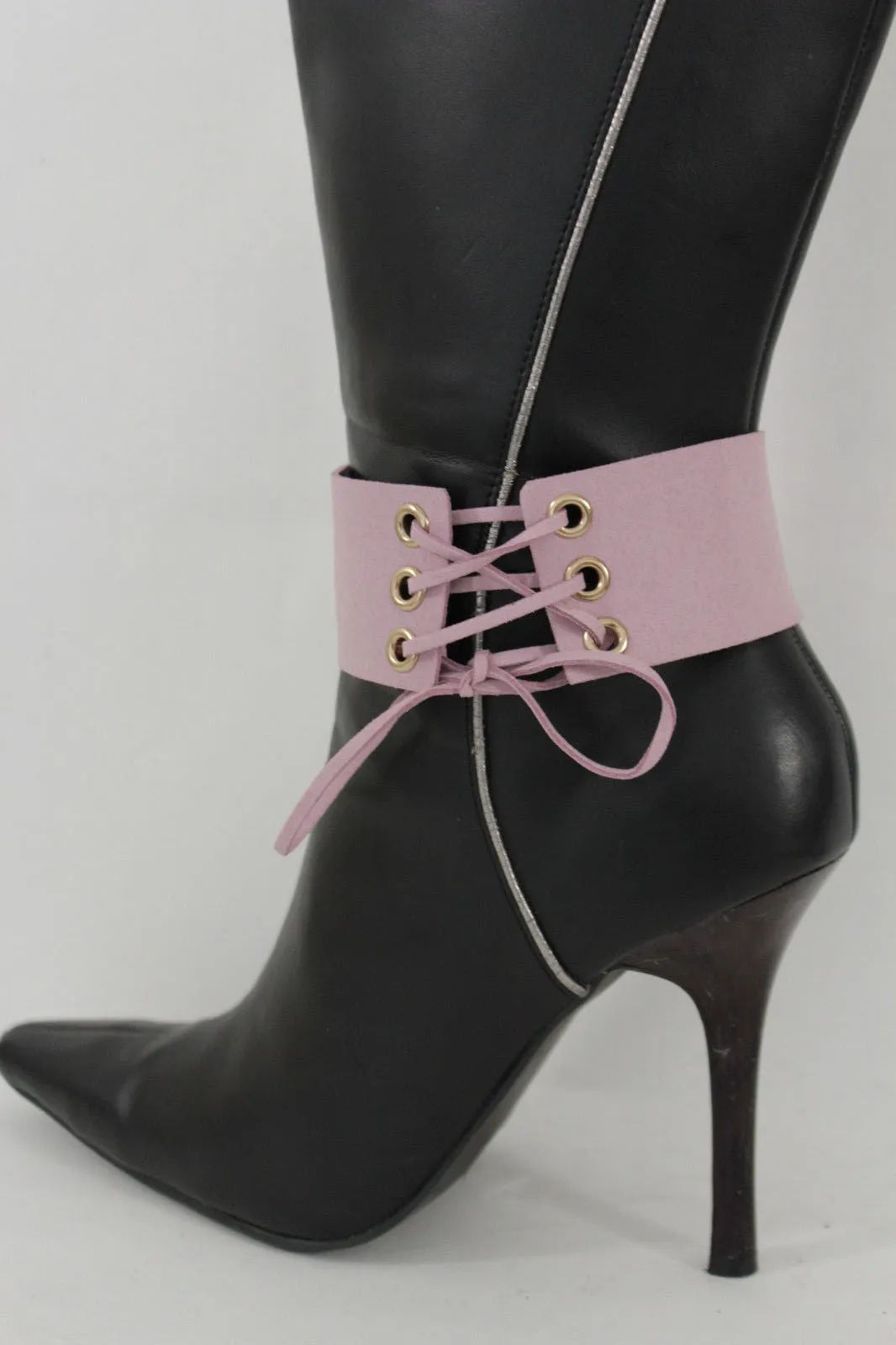 Fabric Corset Style Lace Up Boot Chain