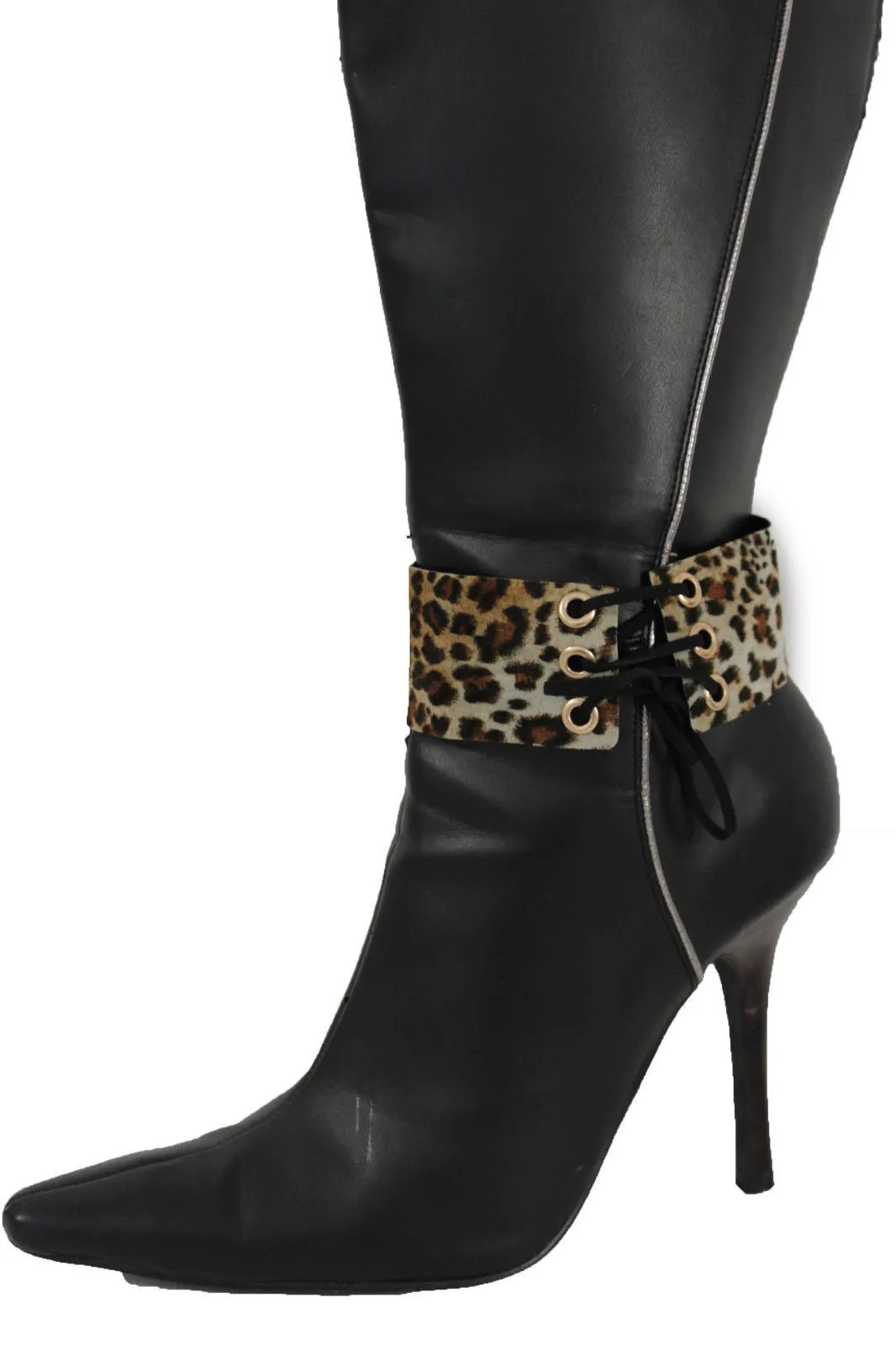 Fabric Corset Style Lace Up Boot Chain