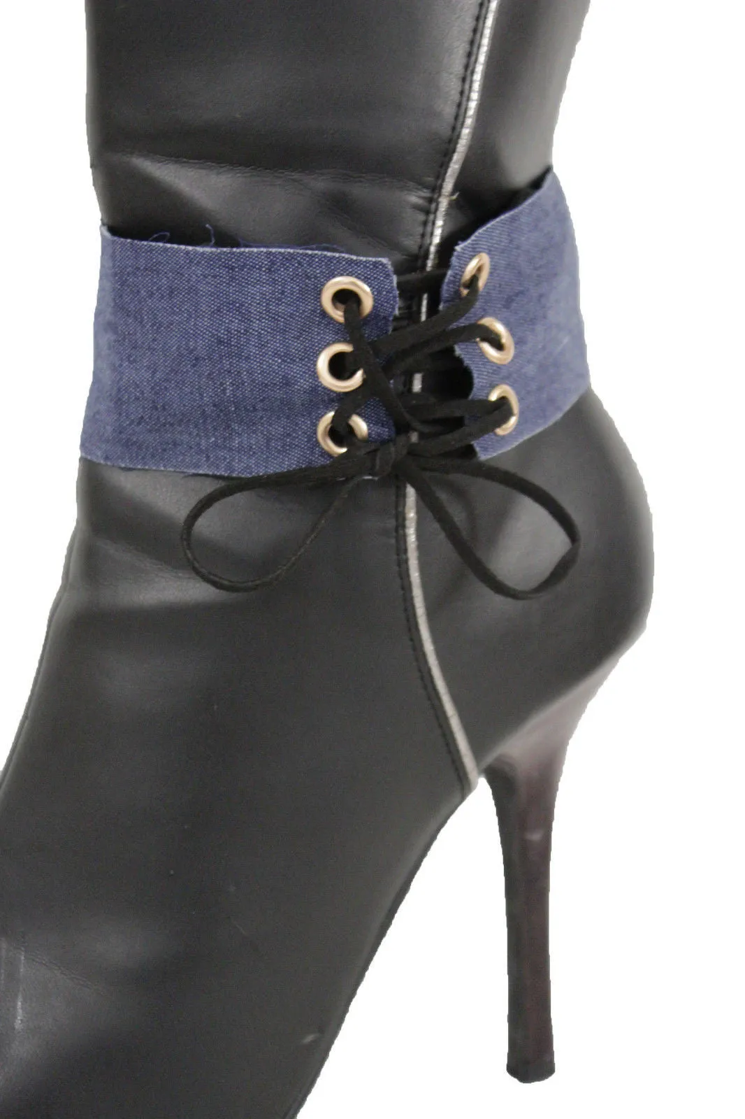 Fabric Corset Style Lace Up Boot Chain