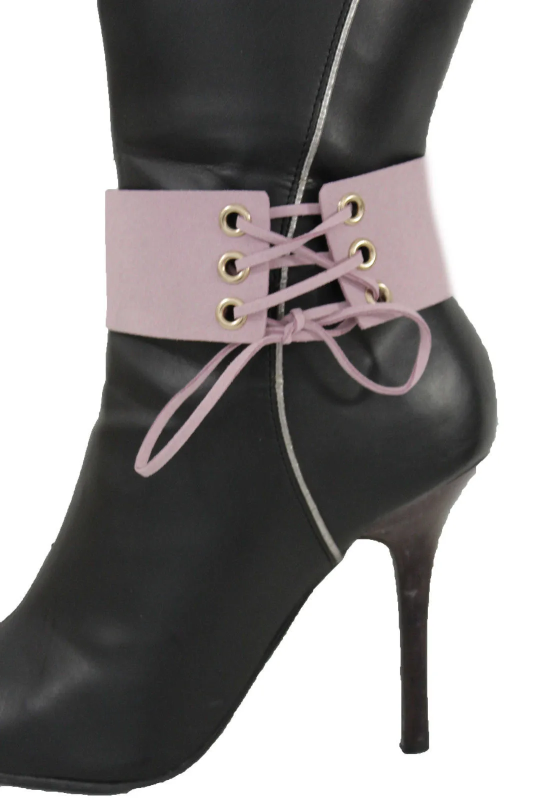 Fabric Corset Style Lace Up Boot Chain