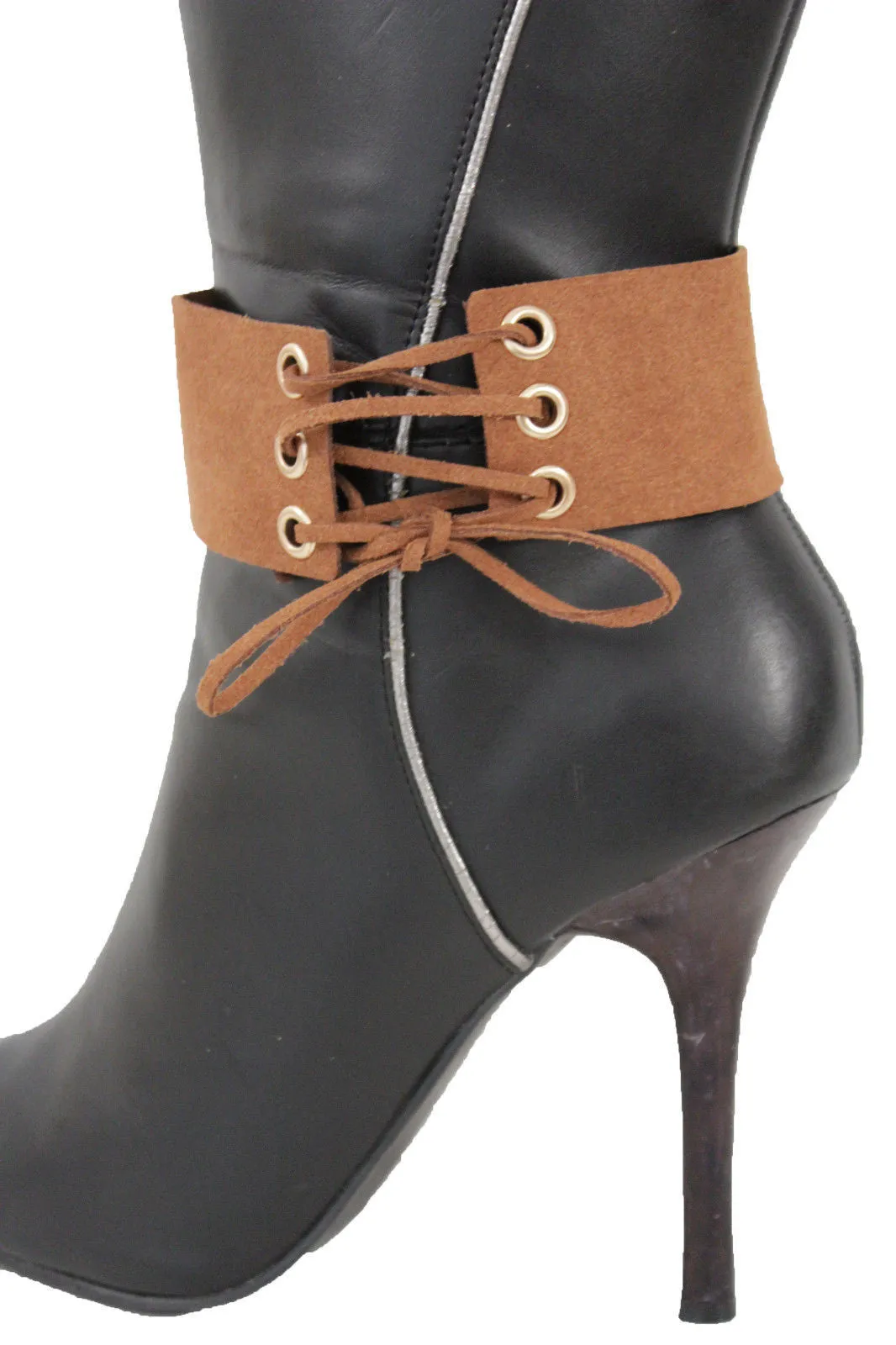 Fabric Corset Style Lace Up Boot Chain