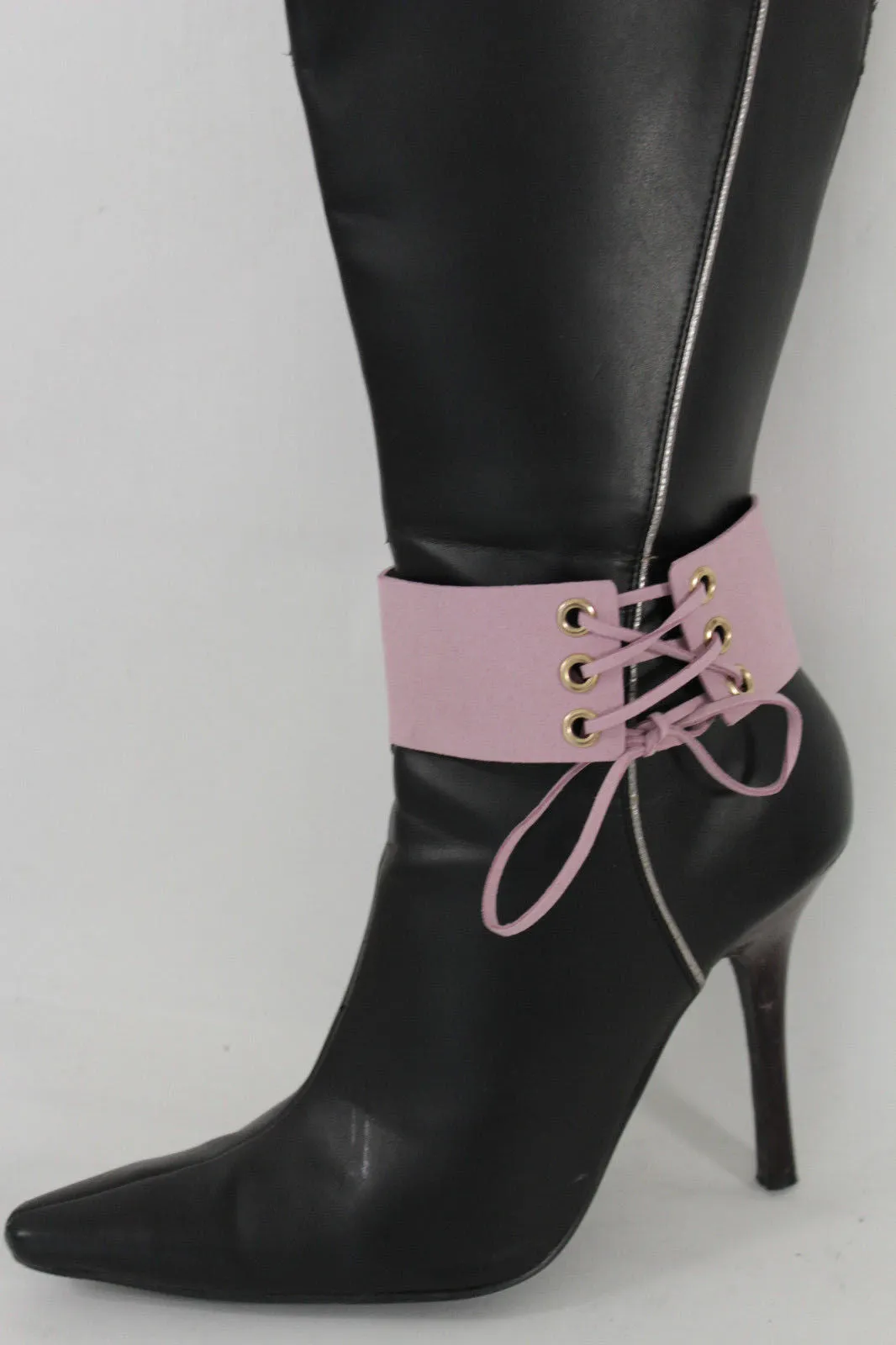 Fabric Corset Style Lace Up Boot Chain