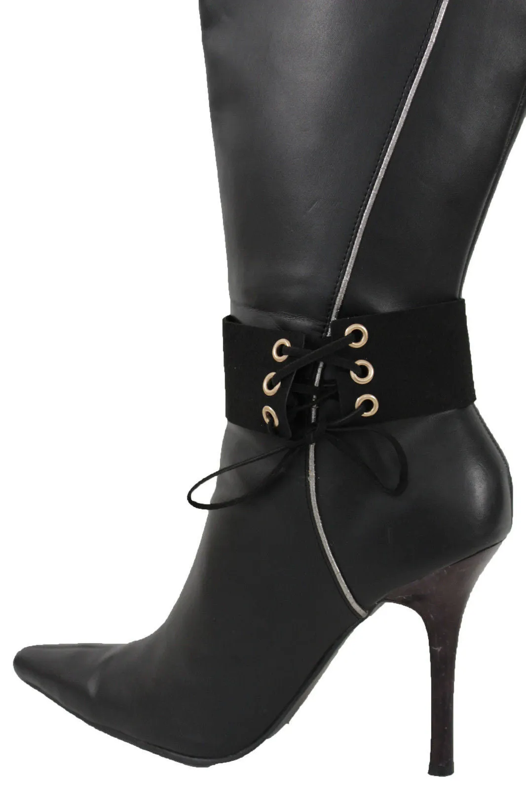 Fabric Corset Style Lace Up Boot Chain