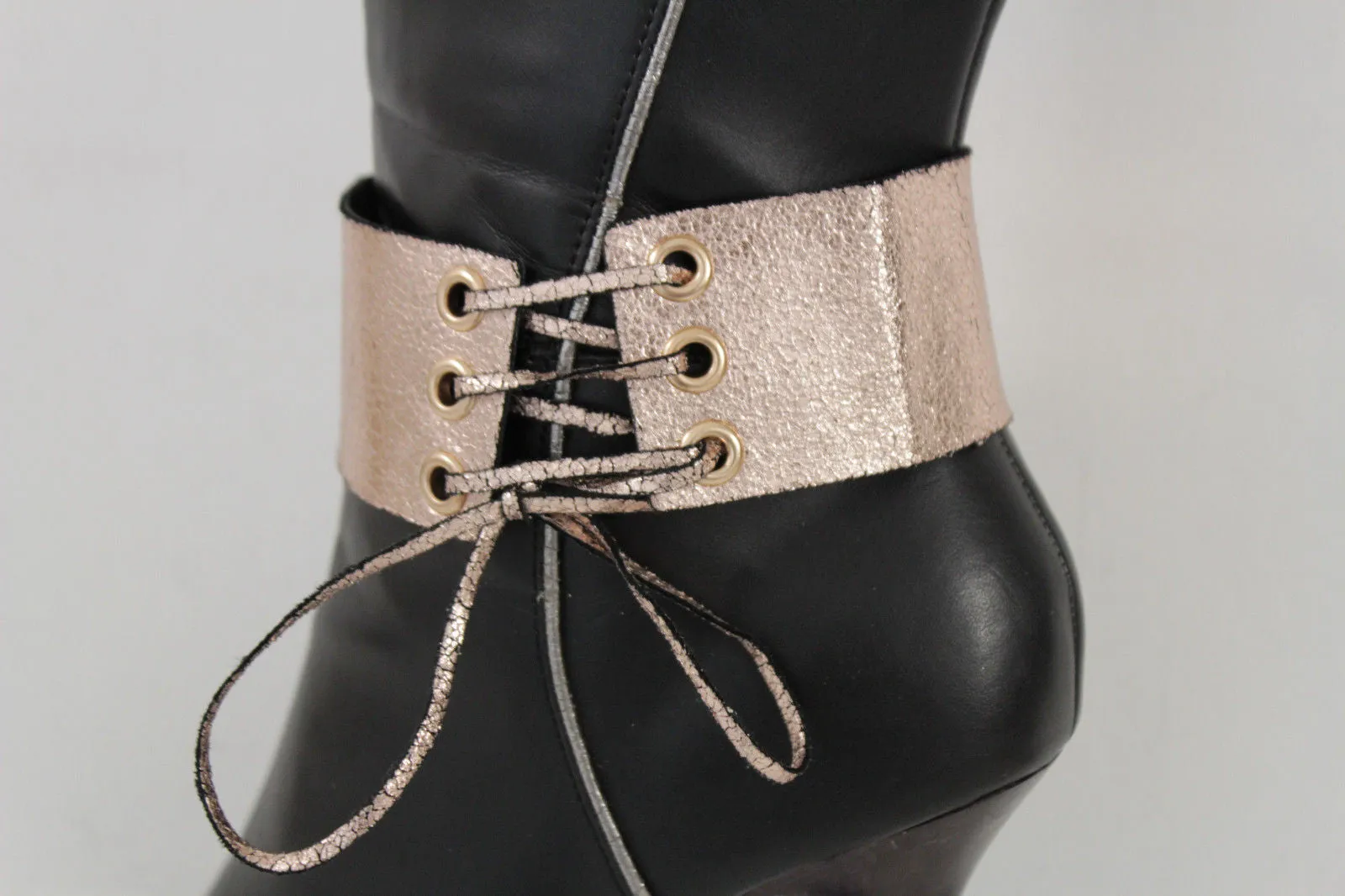 Fabric Corset Style Lace Up Boot Chain