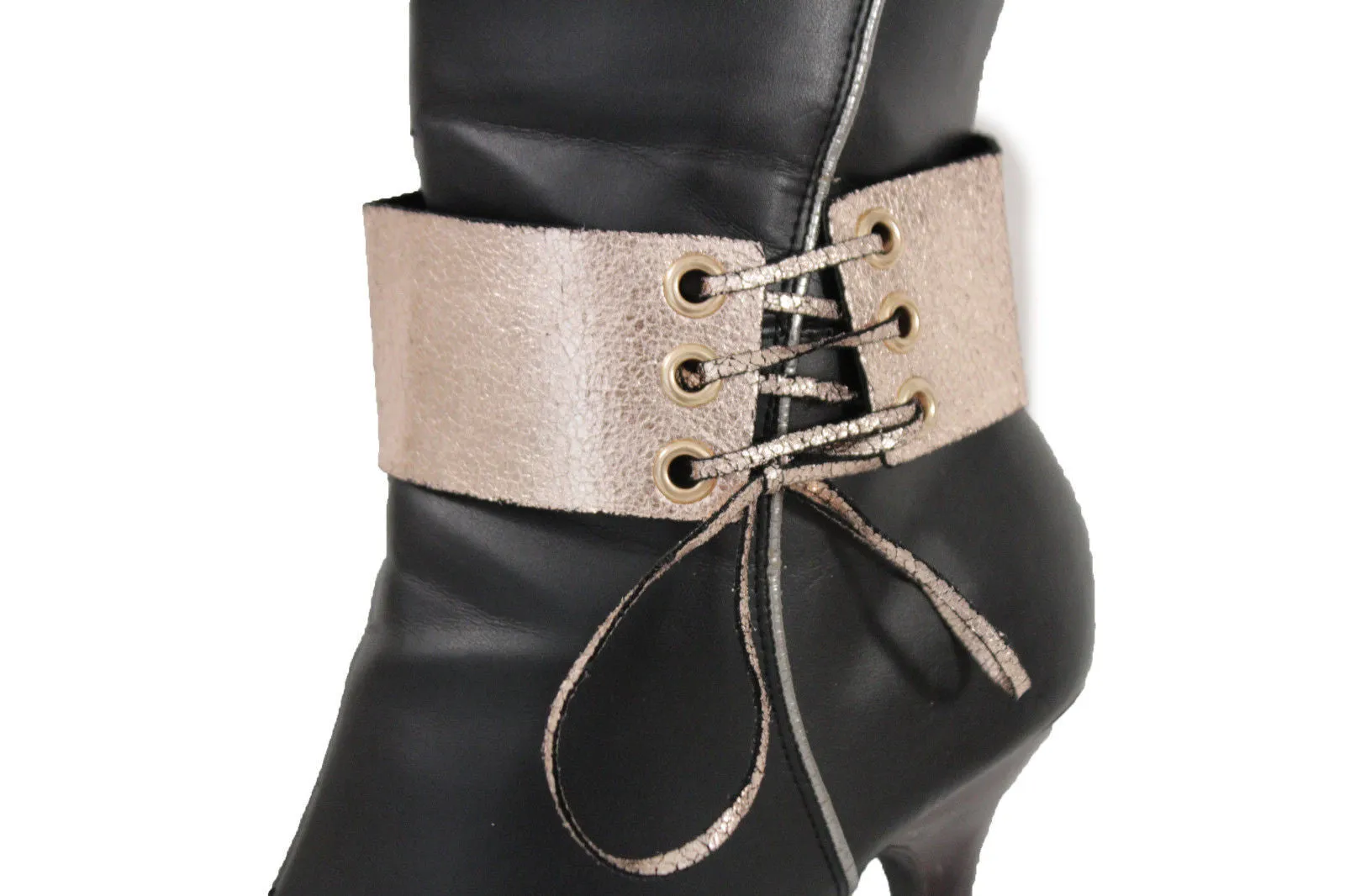 Fabric Corset Style Lace Up Boot Chain