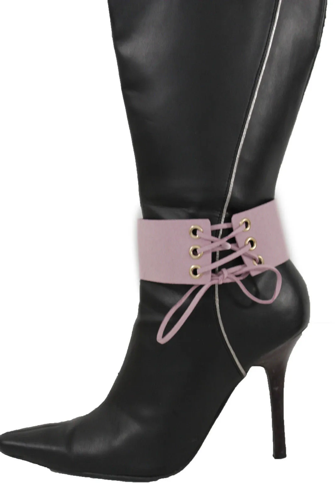 Fabric Corset Style Lace Up Boot Chain