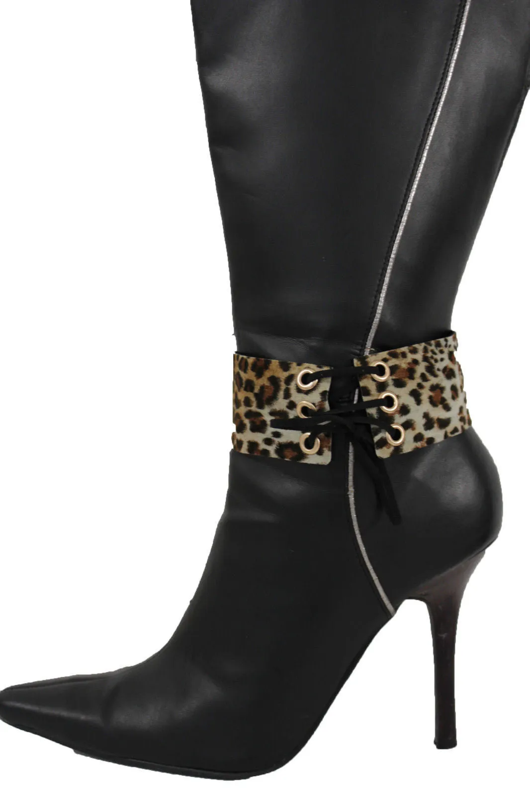 Fabric Corset Style Lace Up Boot Chain