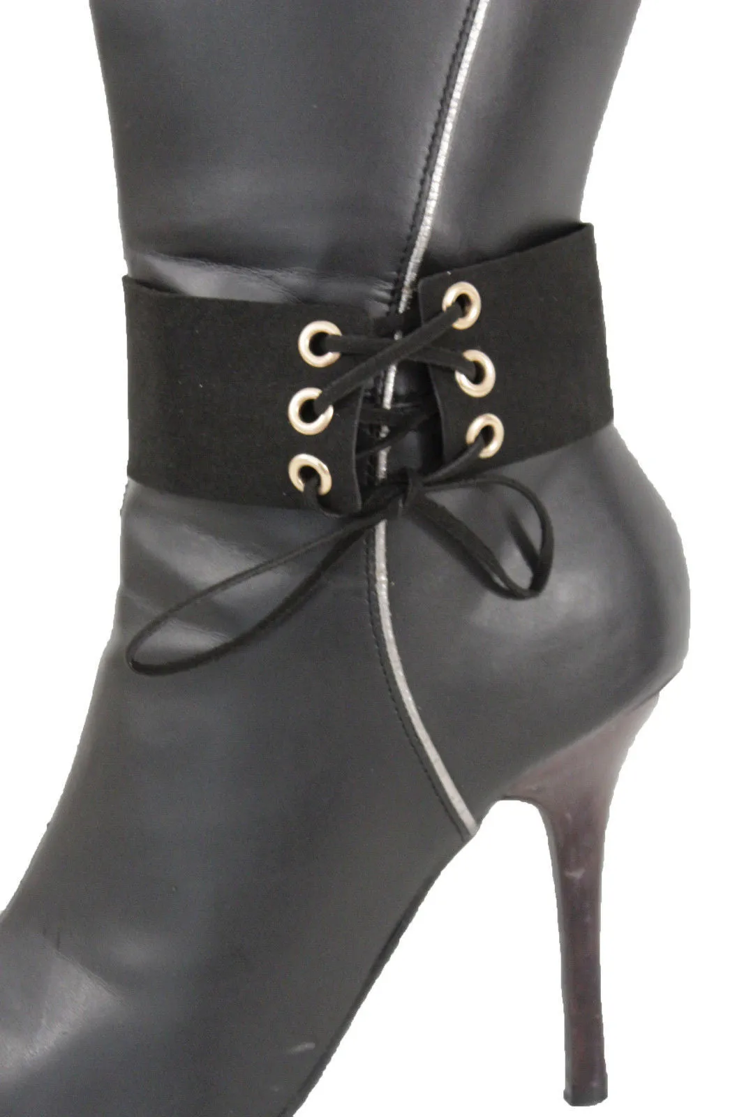 Fabric Corset Style Lace Up Boot Chain