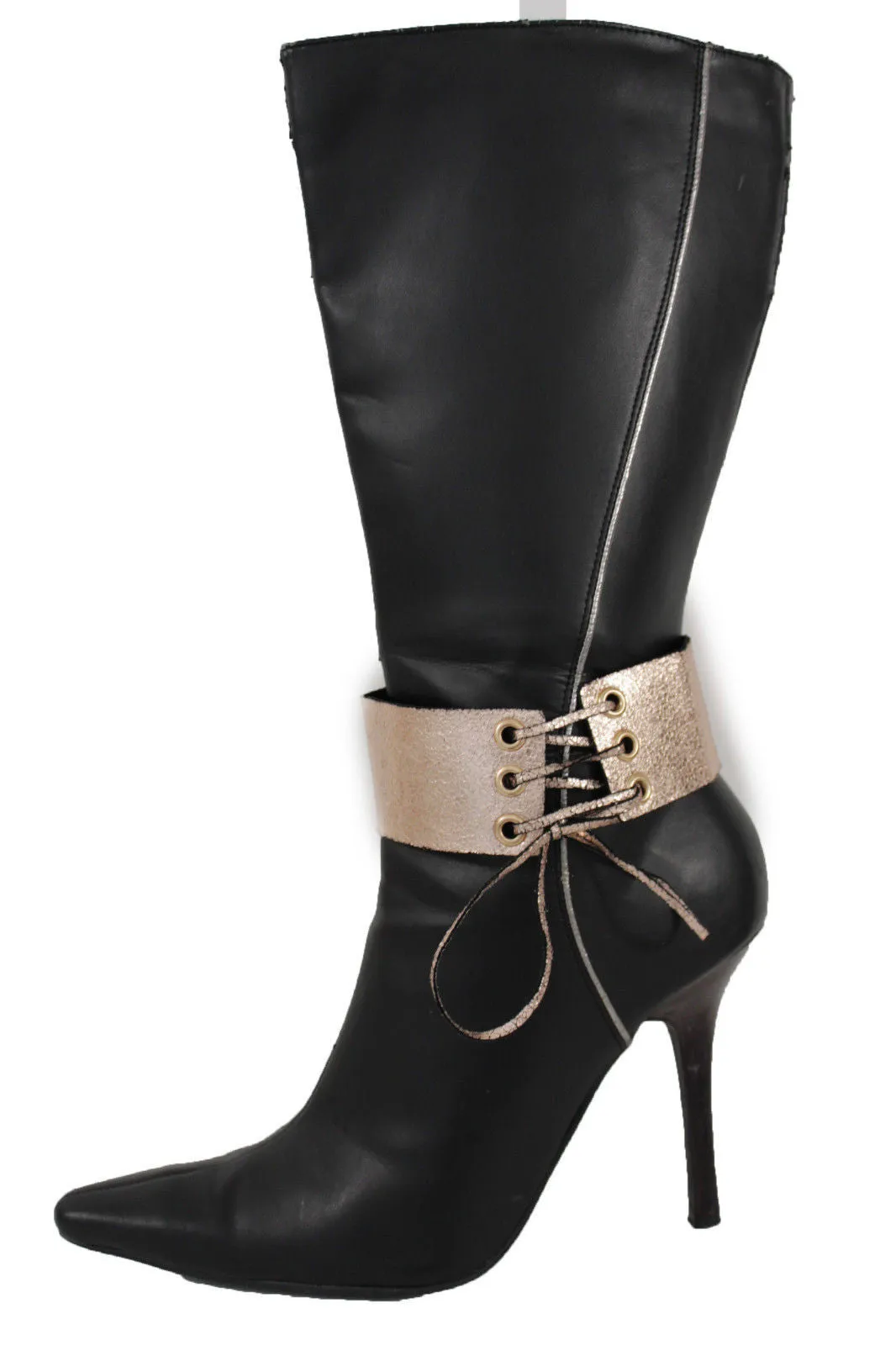 Fabric Corset Style Lace Up Boot Chain