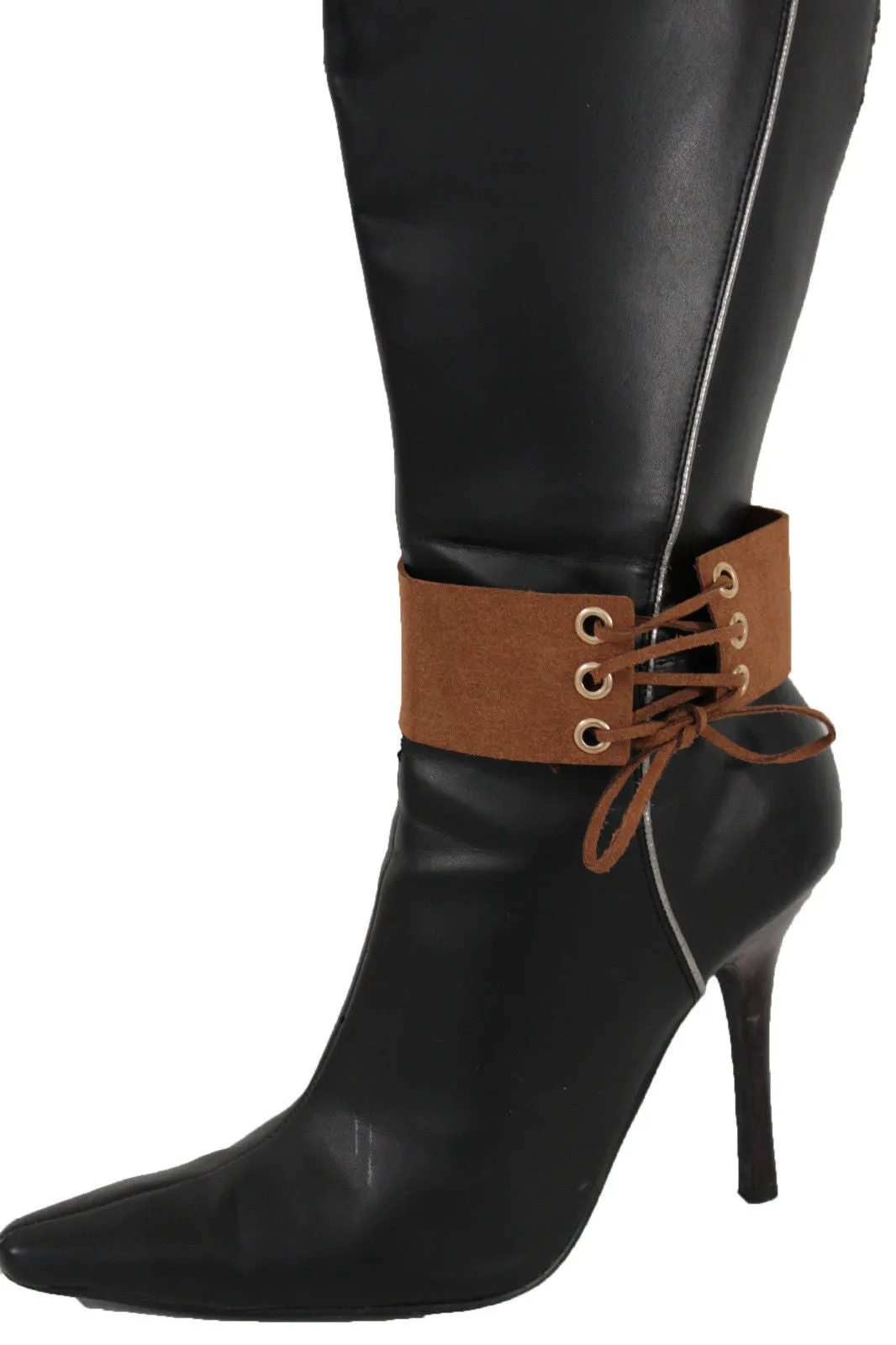 Fabric Corset Style Lace Up Boot Chain