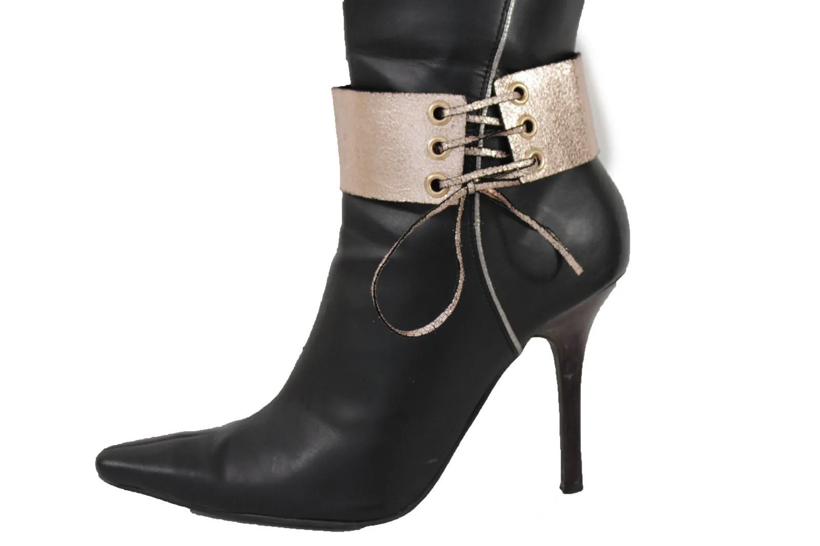 Fabric Corset Style Lace Up Boot Chain