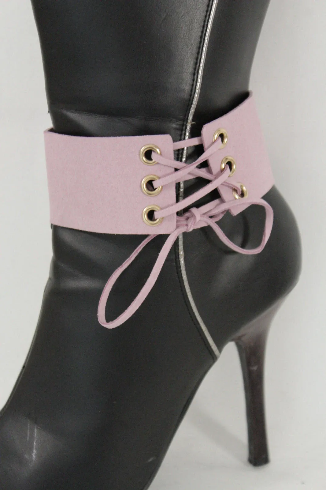 Fabric Corset Style Lace Up Boot Chain