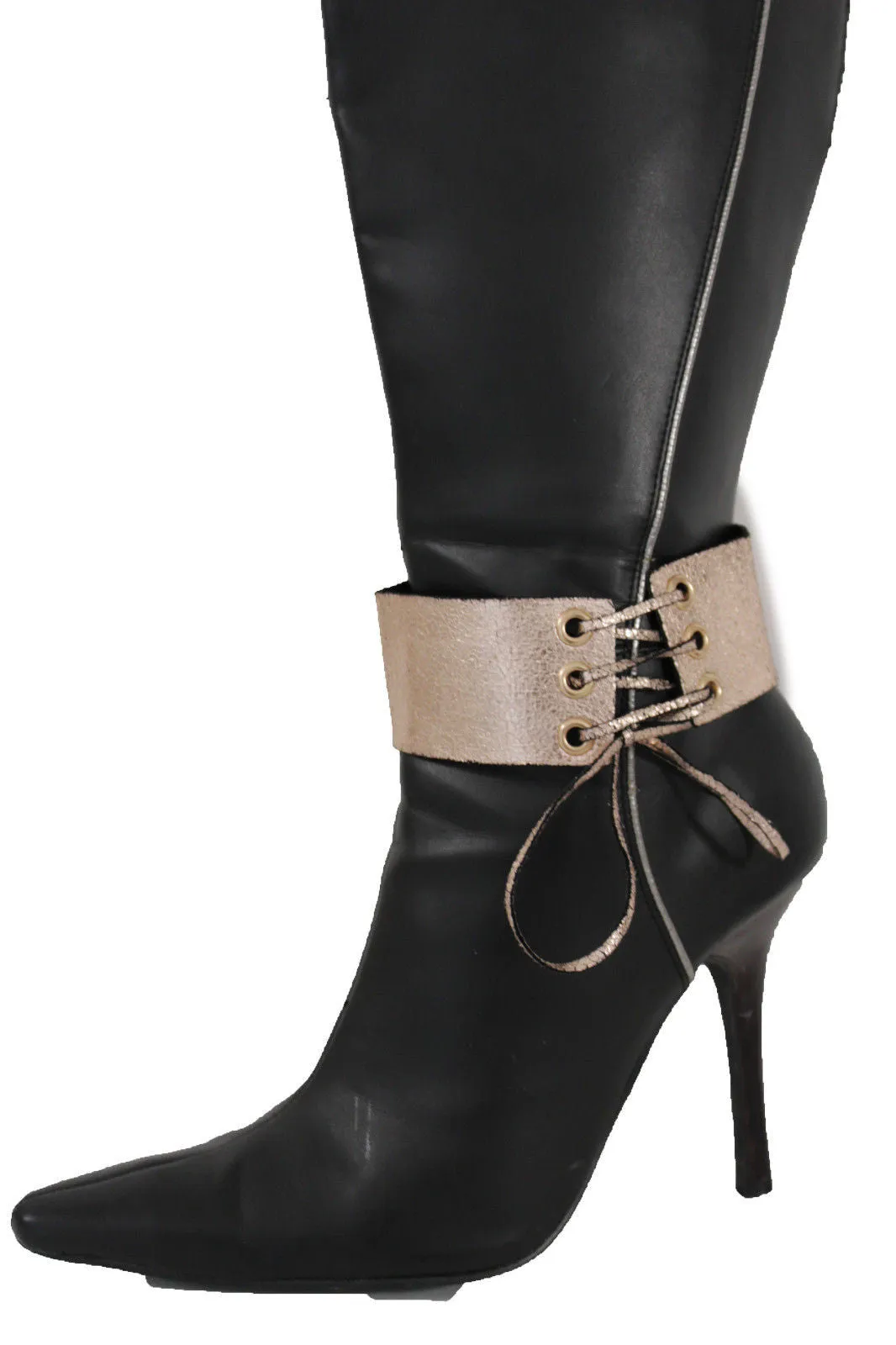 Fabric Corset Style Lace Up Boot Chain