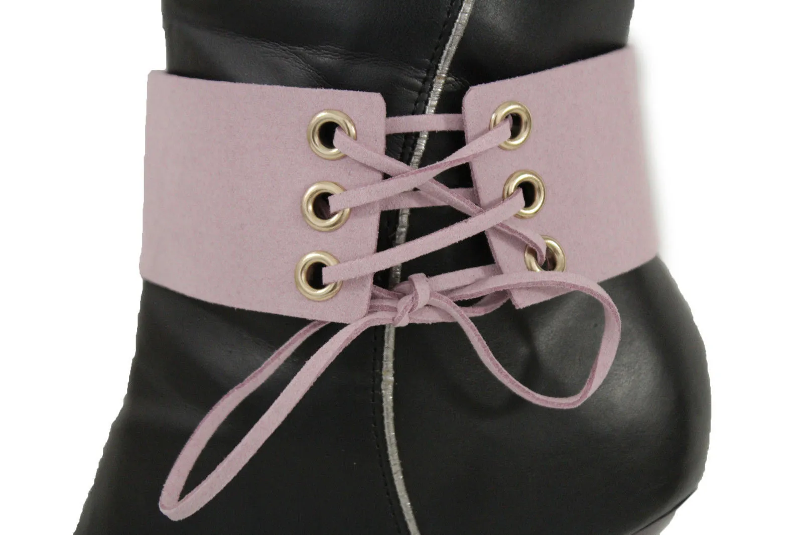 Fabric Corset Style Lace Up Boot Chain