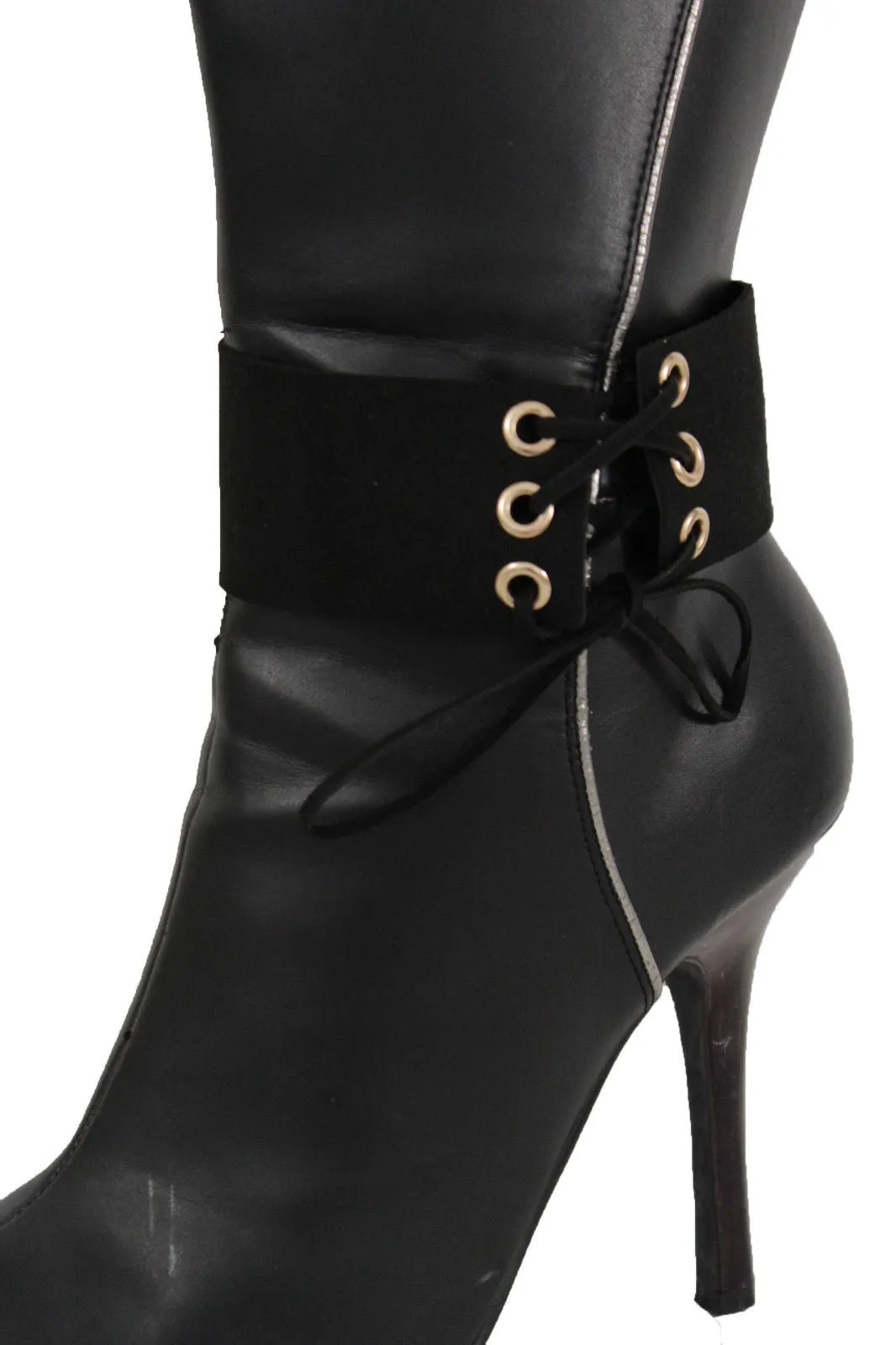 Fabric Corset Style Lace Up Boot Chain