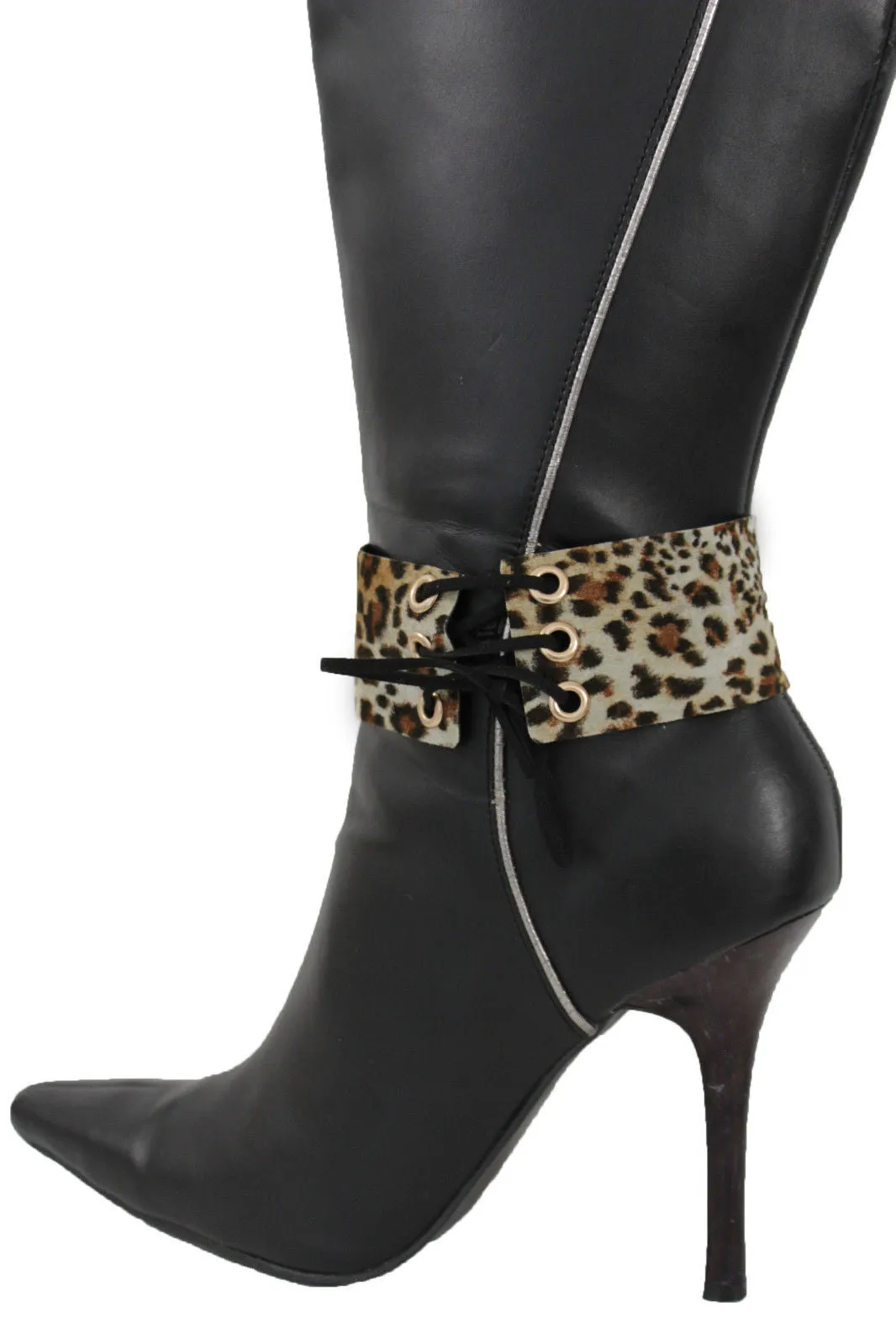 Fabric Corset Style Lace Up Boot Chain