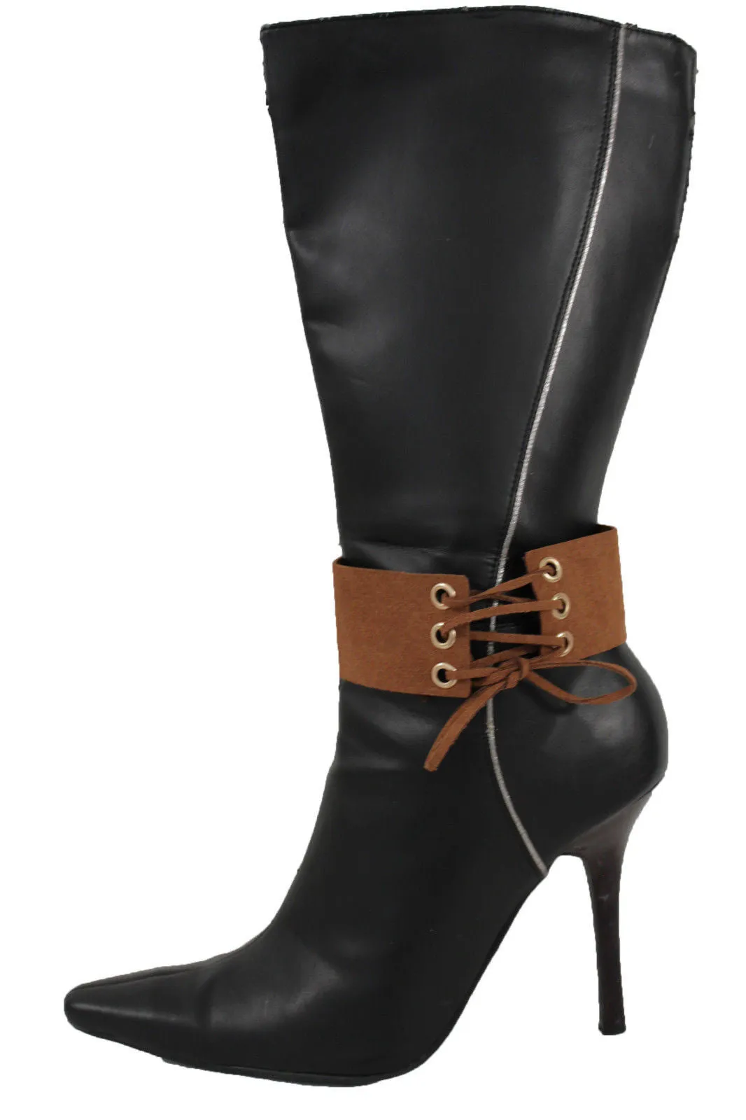 Fabric Corset Style Lace Up Boot Chain