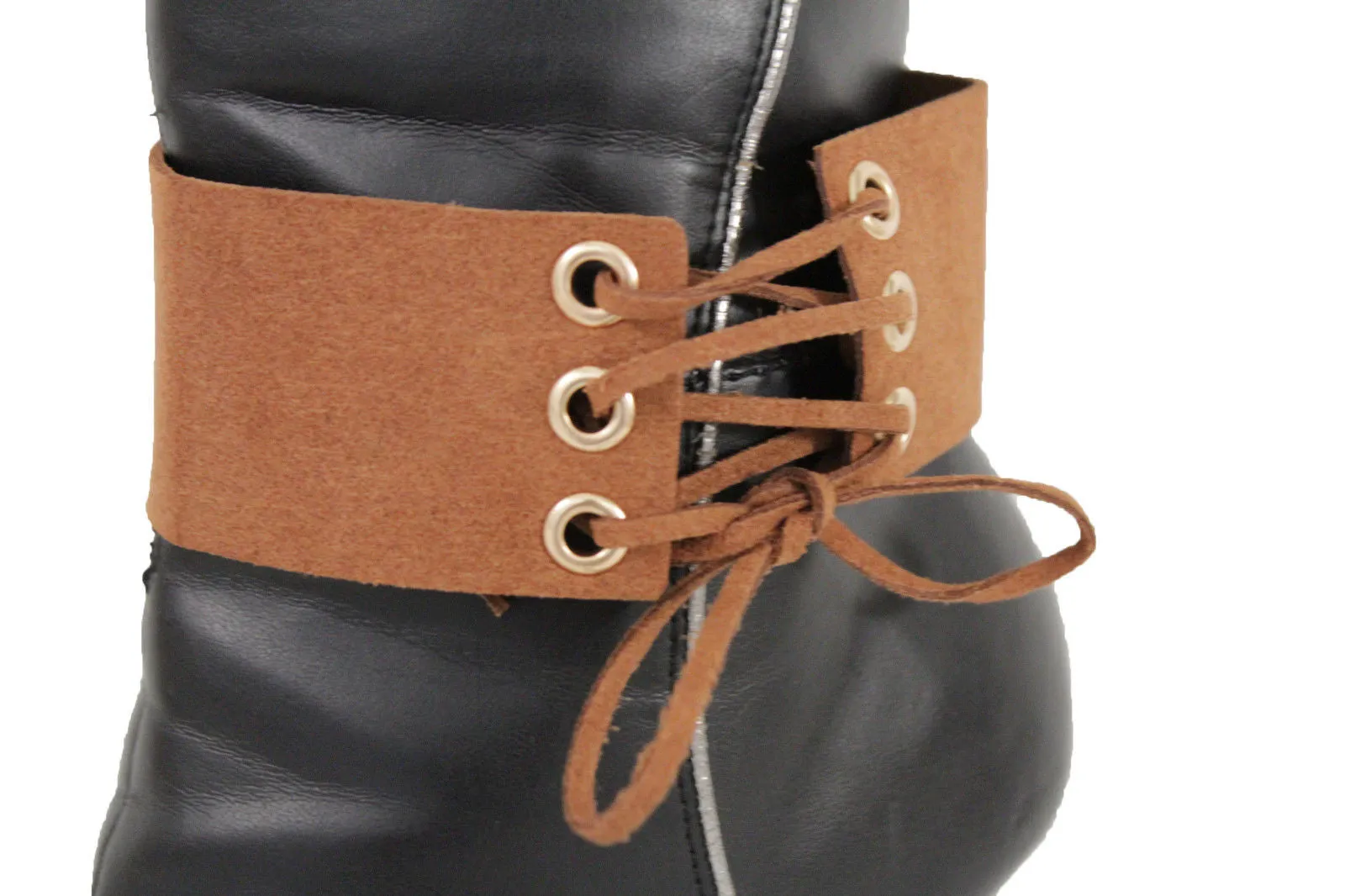 Fabric Corset Style Lace Up Boot Chain