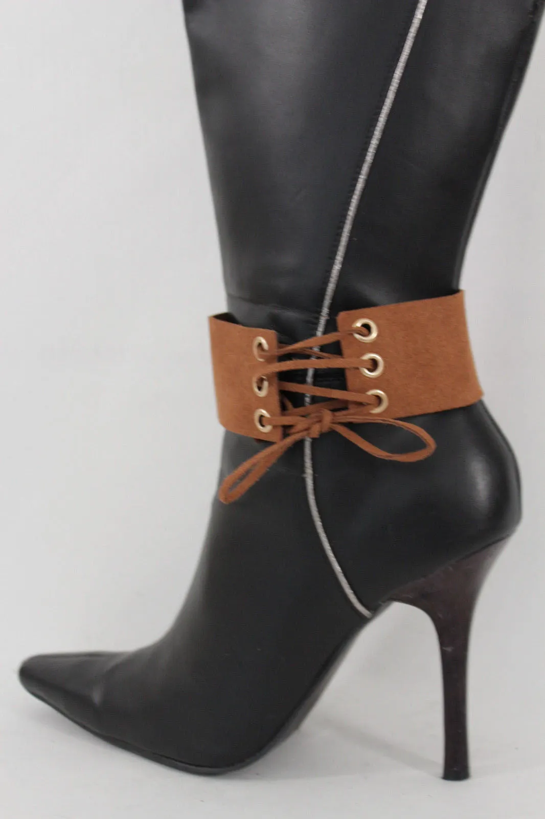 Fabric Corset Style Lace Up Boot Chain