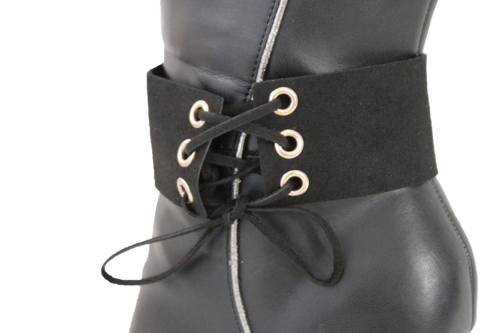 Fabric Corset Style Lace Up Boot Chain