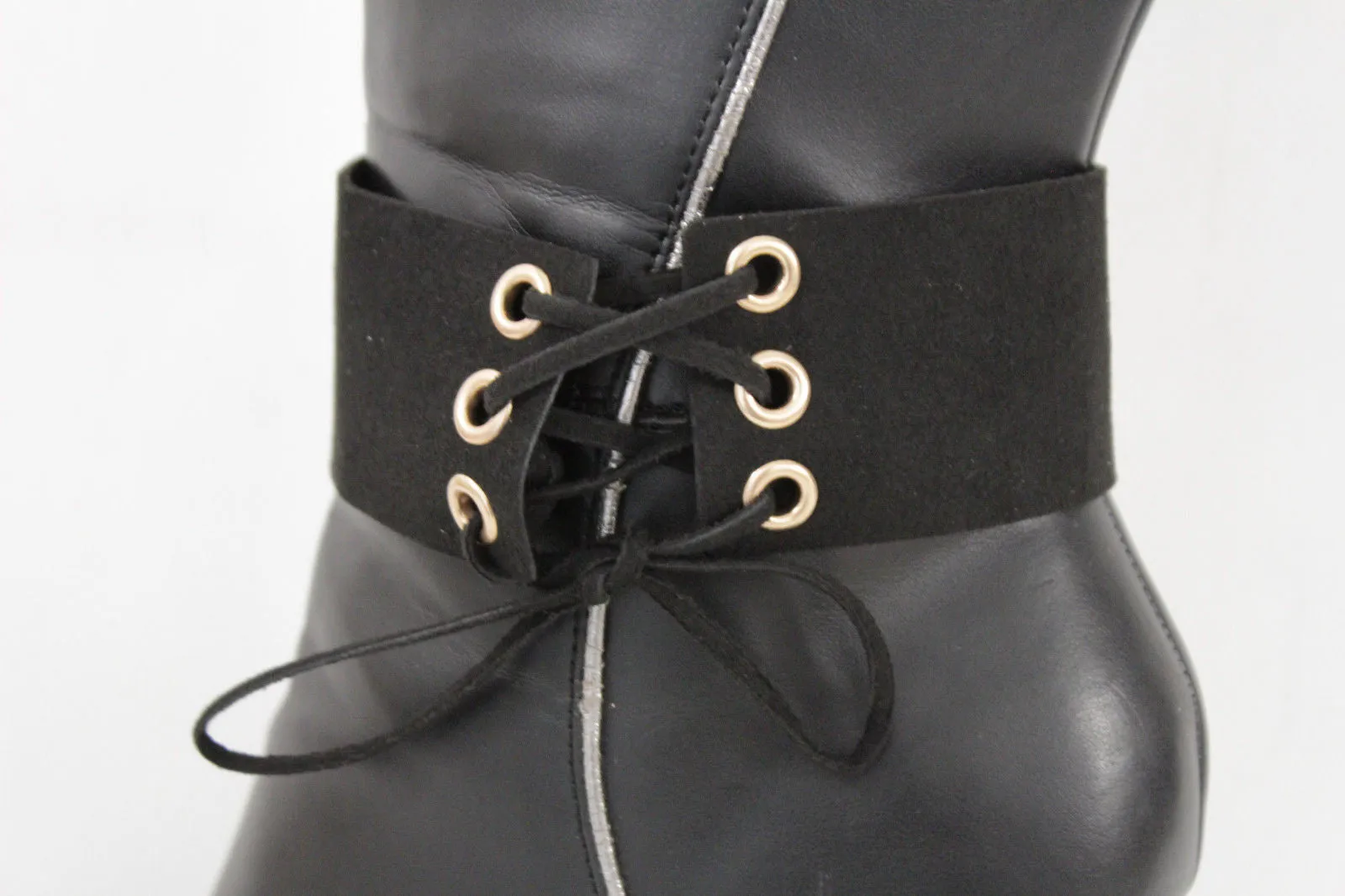 Fabric Corset Style Lace Up Boot Chain