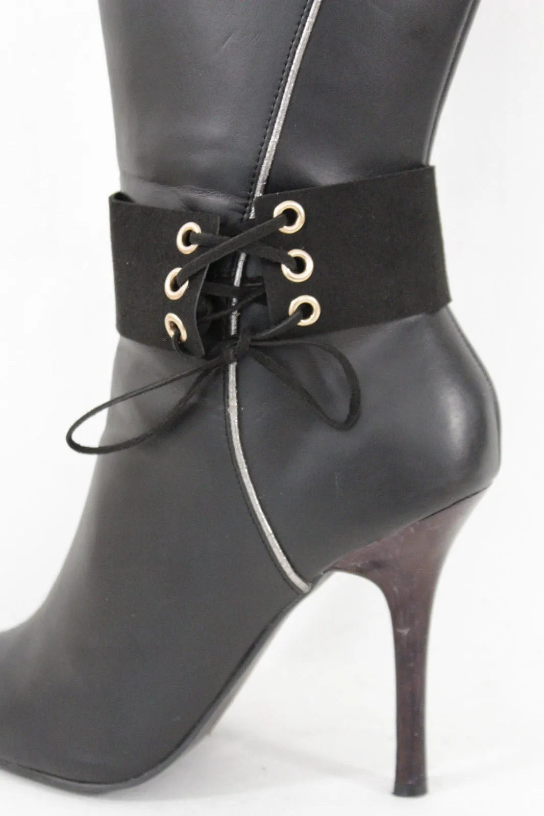 Fabric Corset Style Lace Up Boot Chain