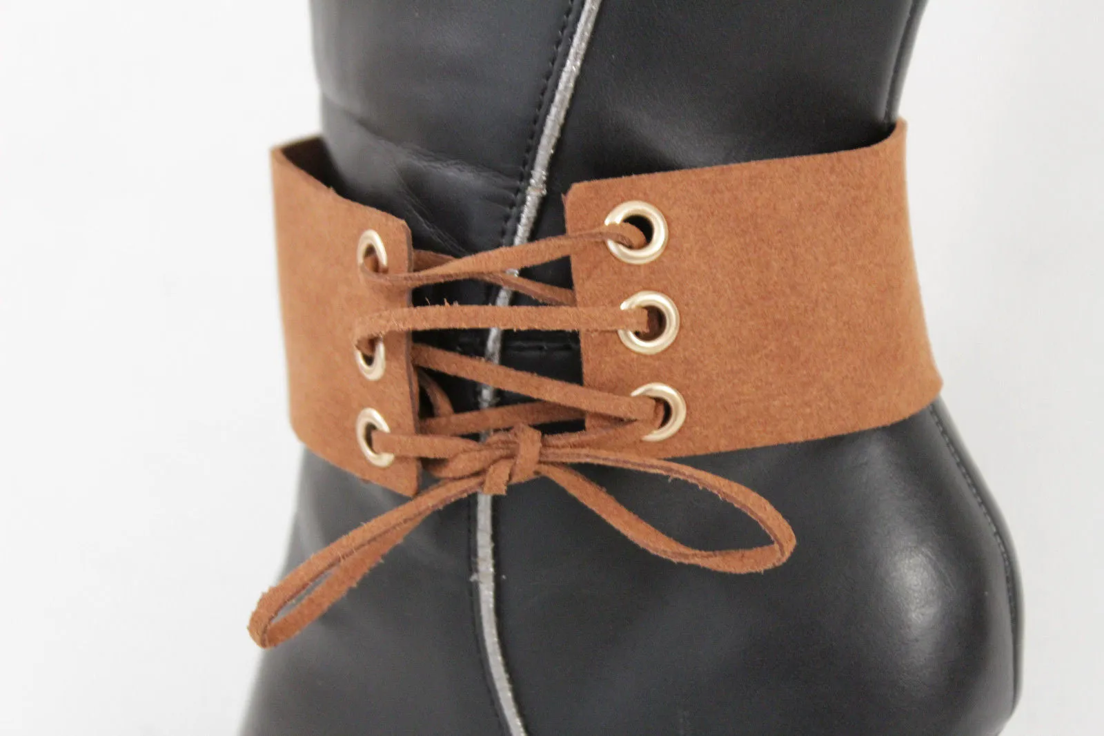 Fabric Corset Style Lace Up Boot Chain