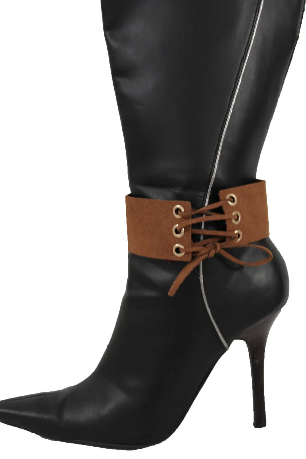 Fabric Corset Style Lace Up Boot Chain