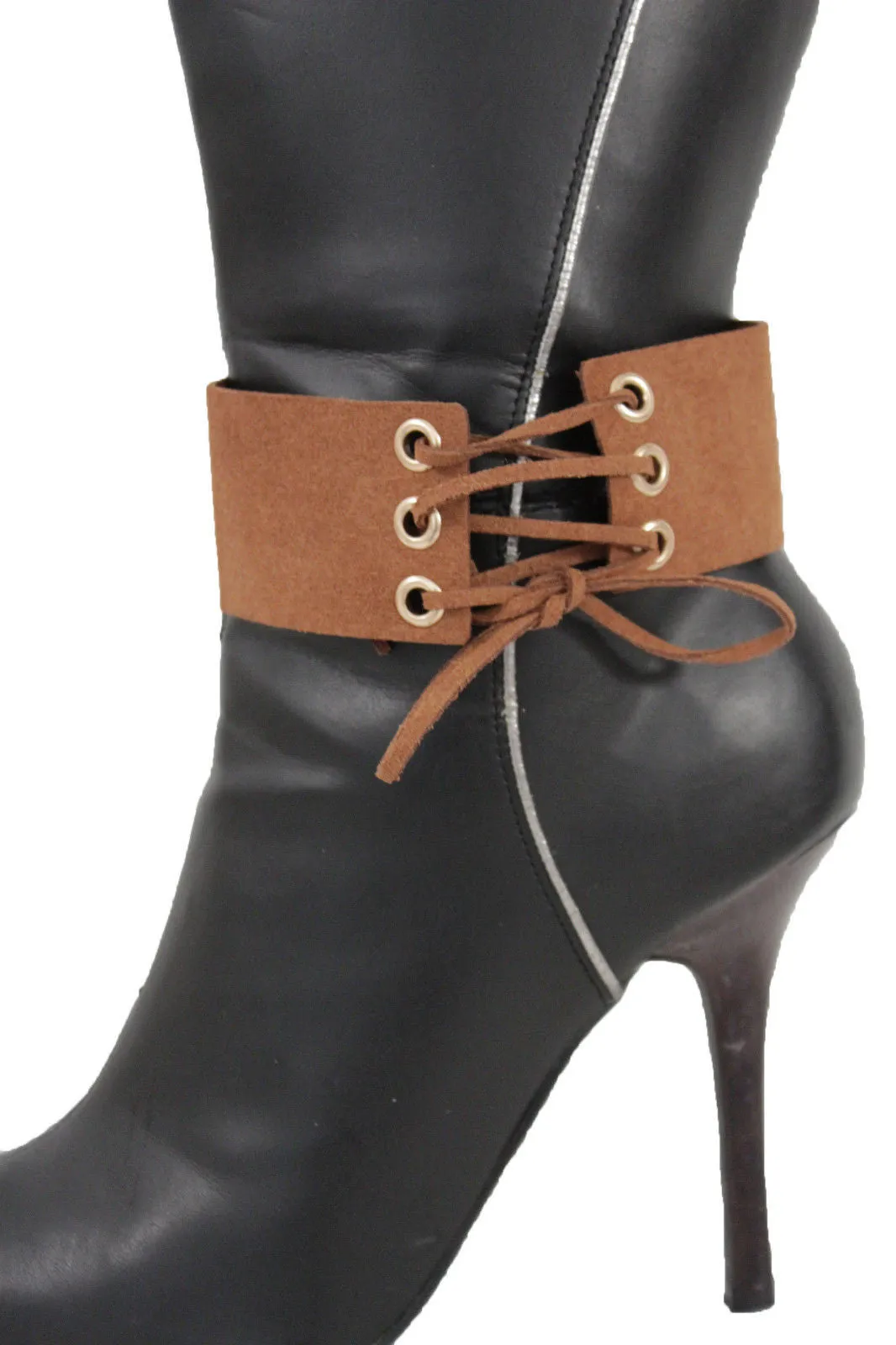 Fabric Corset Style Lace Up Boot Chain