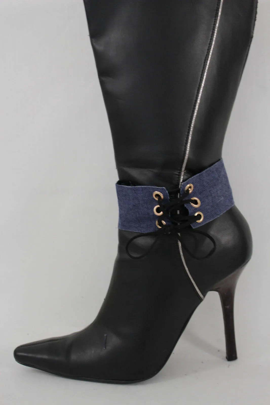 Fabric Corset Style Lace Up Boot Chain