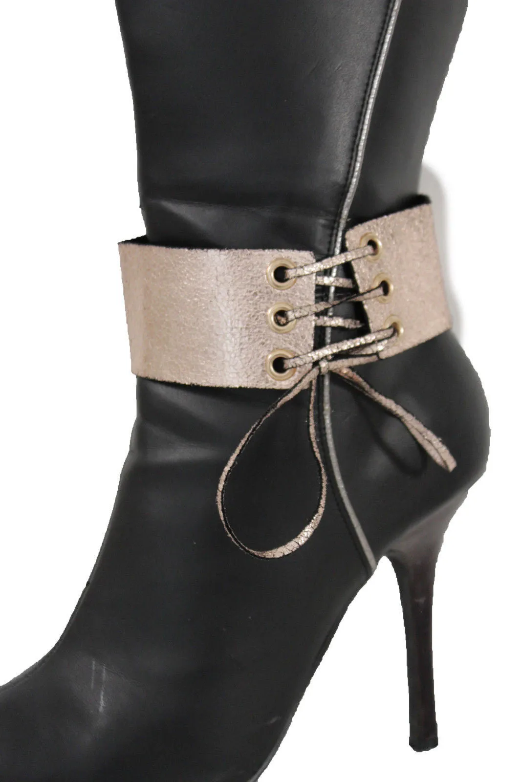 Fabric Corset Style Lace Up Boot Chain