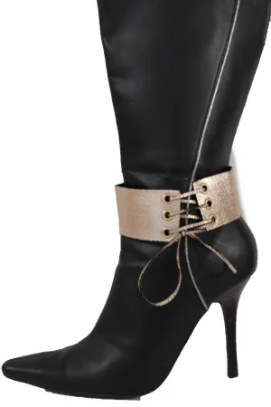 Fabric Corset Style Lace Up Boot Chain